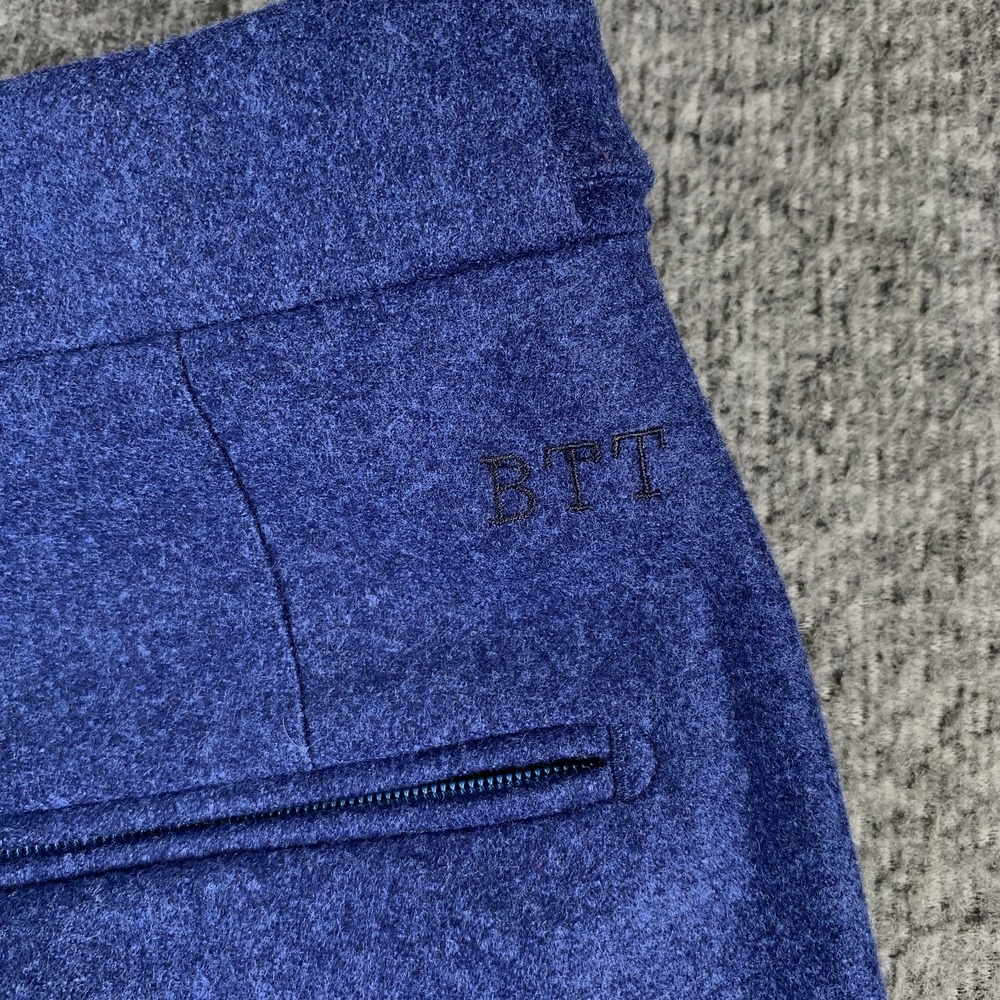 Vitale Baberis Canonico Wool Pant Men 36x30 Side Adjusters Flannel Luxury Blue - Picture 11 of 13